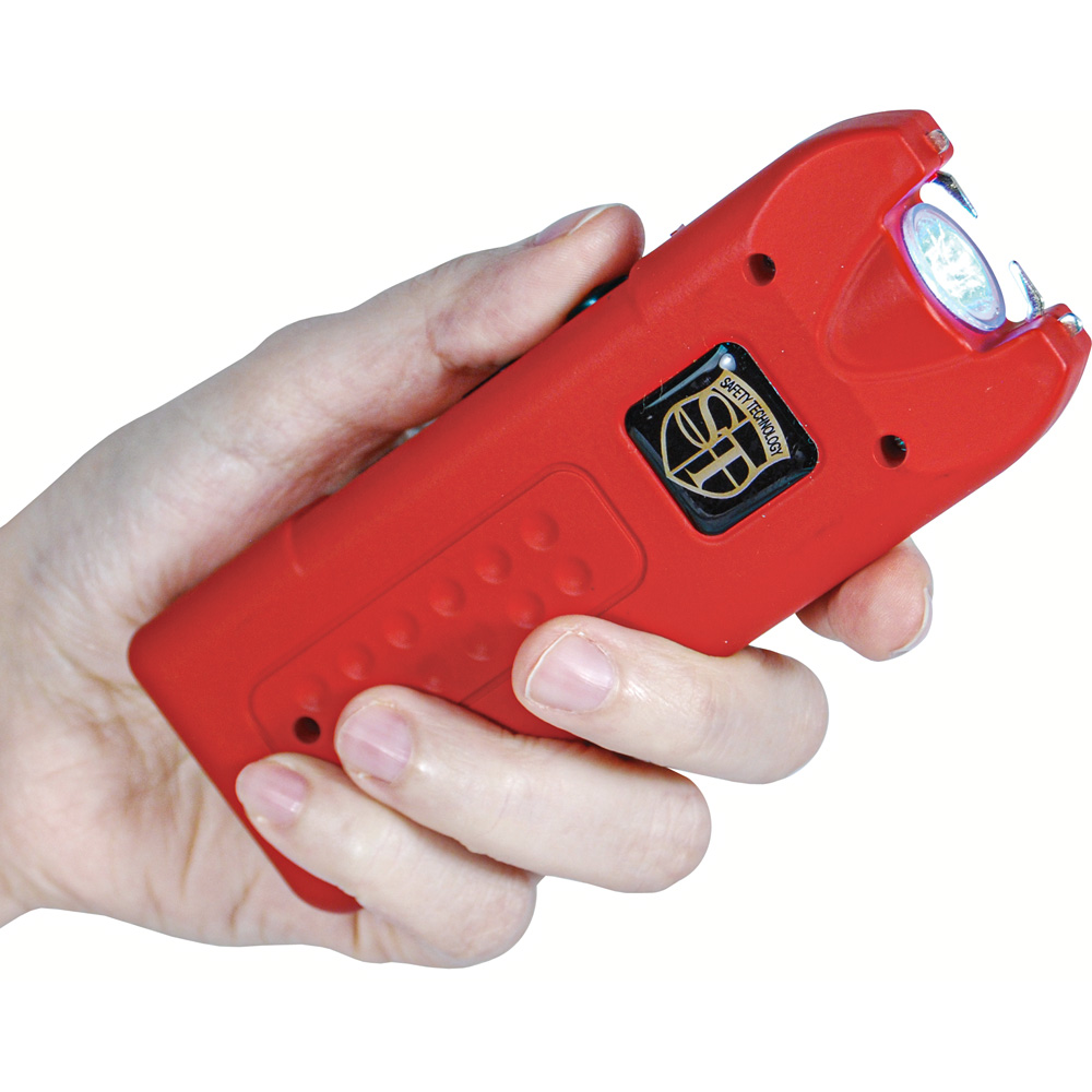 80,000,000 volt MutiGuard Stun Gun Alarm and Flashlight with Built in Charger Red view 4